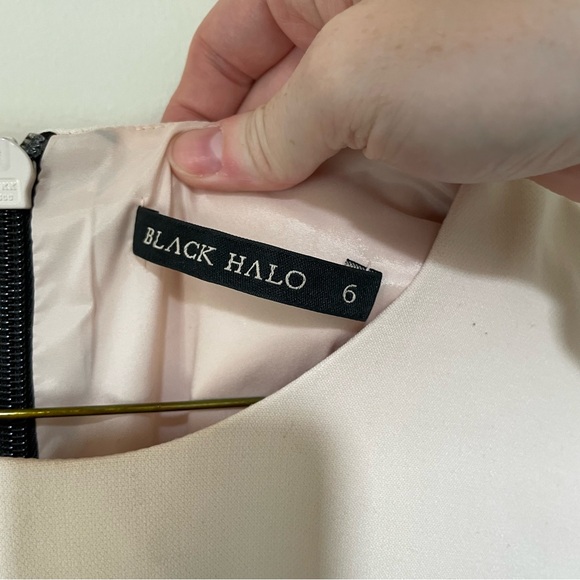 Black Halo Marla Sheath Black and Cream Cocktail Dress 6 $385 - Picture 5 of 8